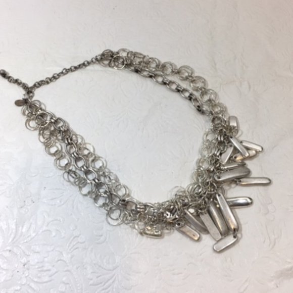 Chico's Silver Toned Fancy Chunky BOHO Gothic Adjustable Necklace 22" - Picture 4 of 10